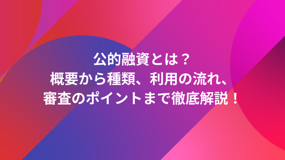 公的融資とは？概要から種類、利用の流れ、審査のポイントまで徹底解説！