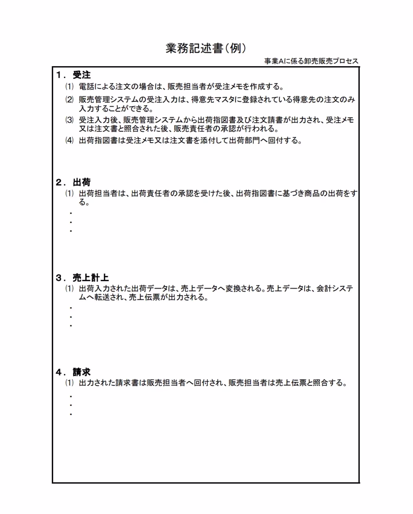 業務記述書（例）